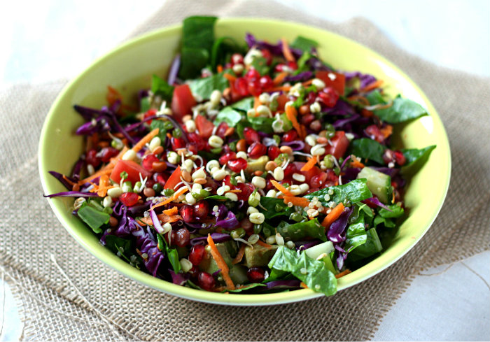 Rainbow detox salad with ginger dressing | to her core