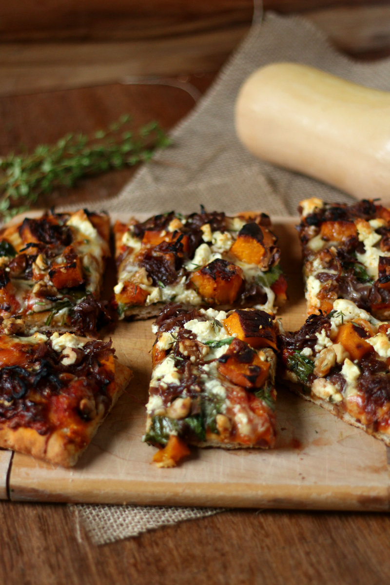 A soft, wholesome pizza based with the perfect combination of toppings - roast pumpkin, caramelised onion and  walnut