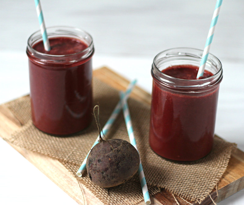 Velvety smooth probiotic chocolate and beet smoothie
