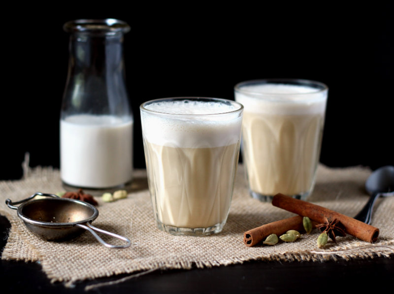 Fresh and frothy almond milk flavoured with chai spices || to her core