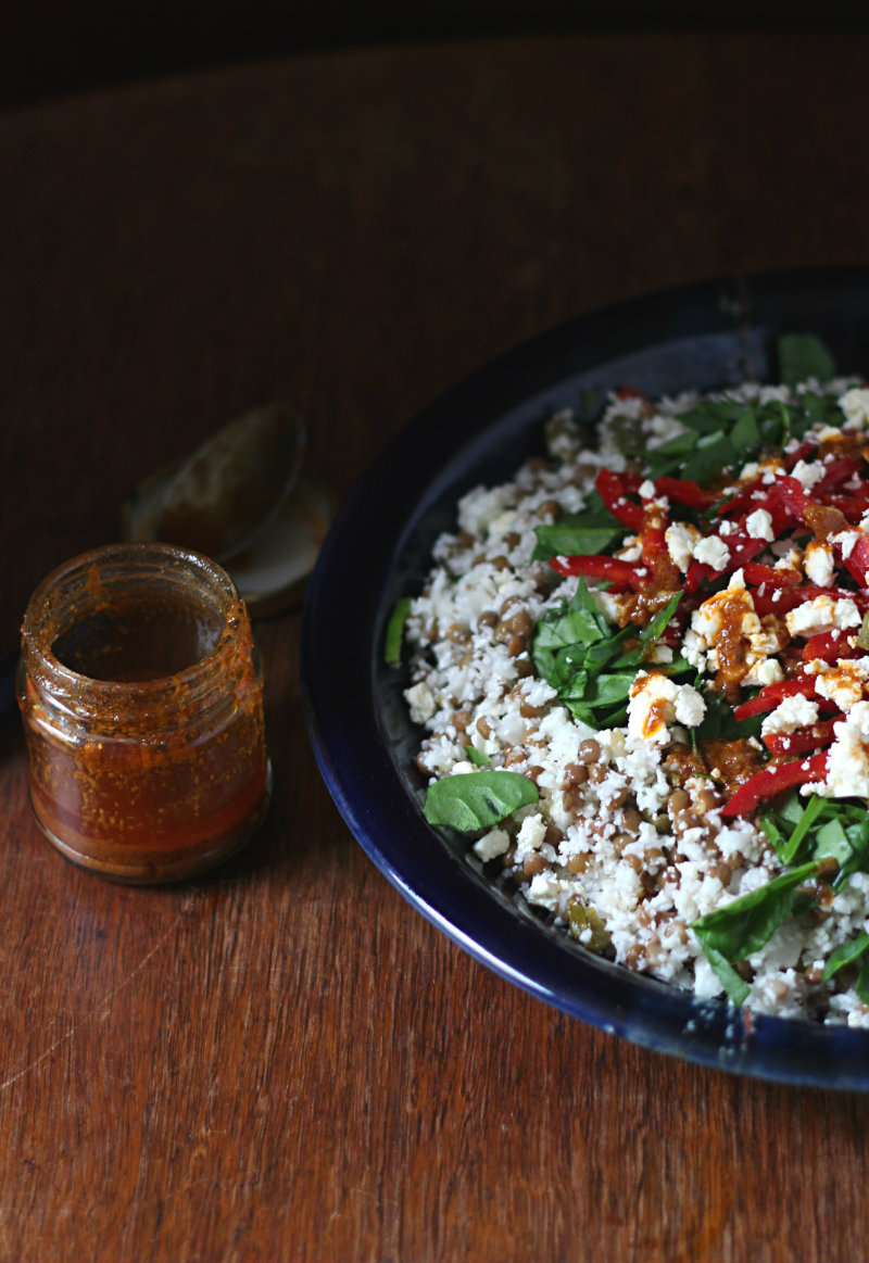 A light yet filling simple salad with a smokey chermoula dressing