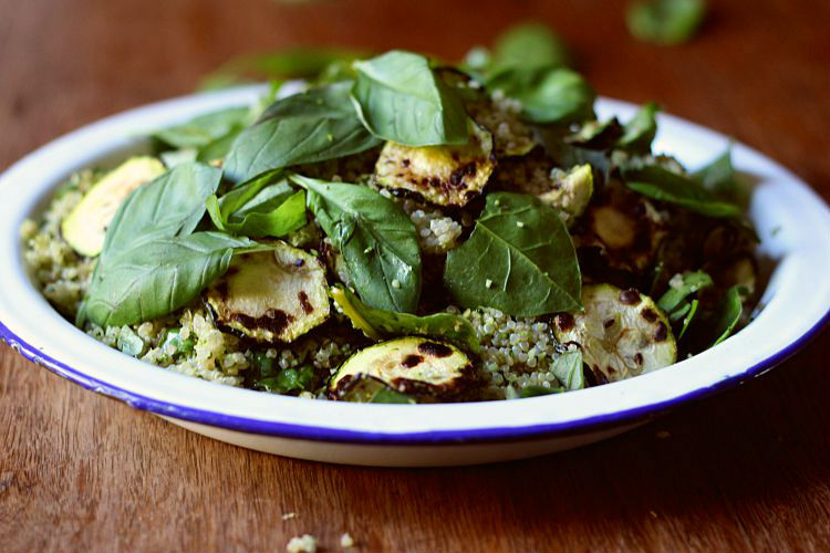 grilled zucchini quinoa and broccoli pesto salad -- to her core