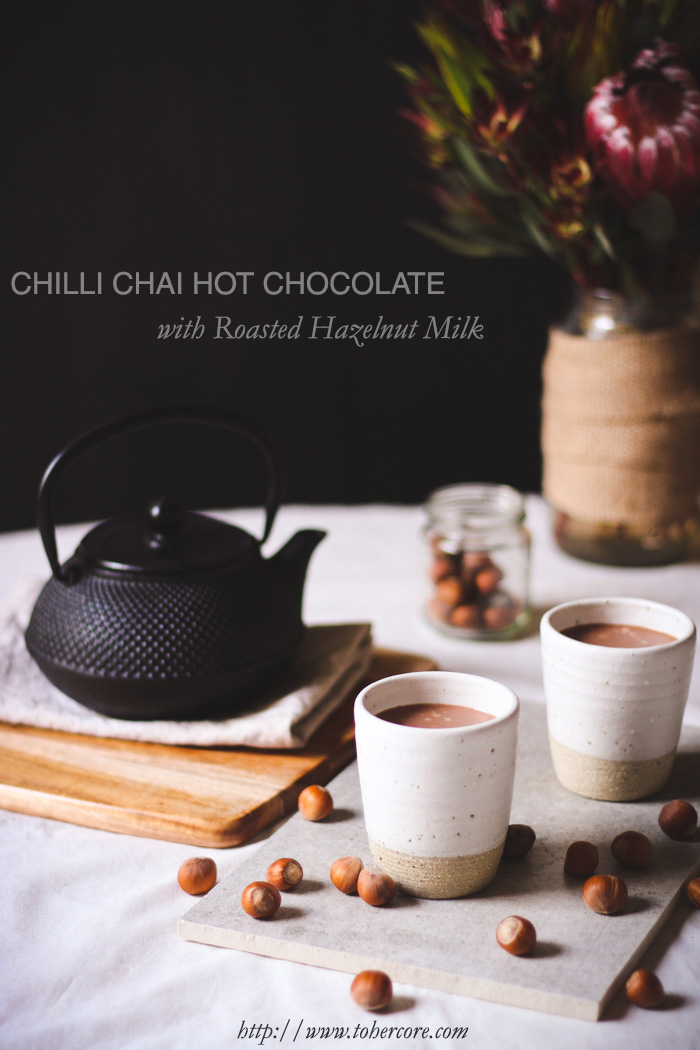 Chilli chai hot chocolate with roasted hazelnut milk http://www.tohercore.com
